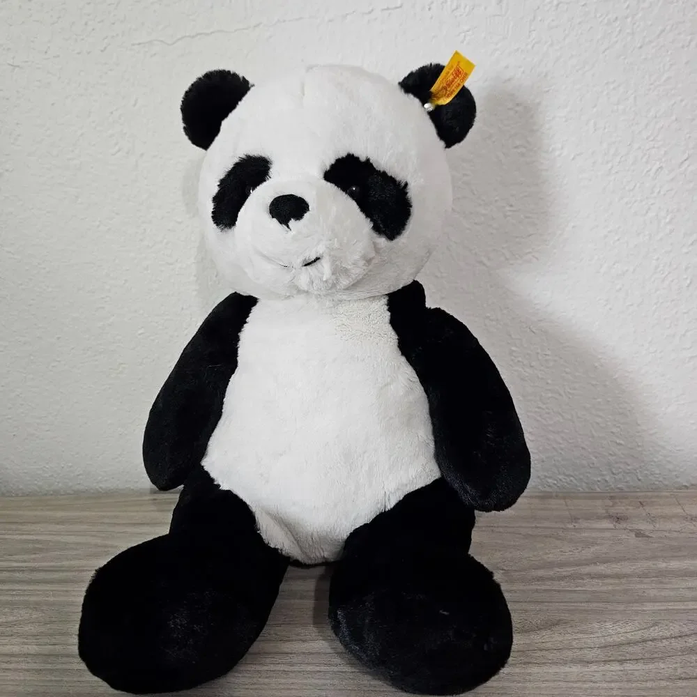 Steiff Panda Bear Ming the Panda Black White Plush Stuffed Animal baby nursery